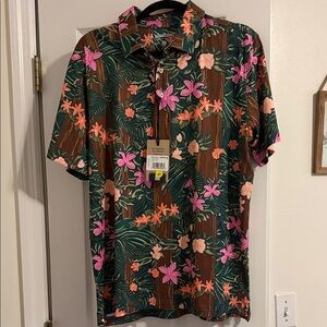 Chubbies Men's Floral Button Down Shirt - Green and Pink